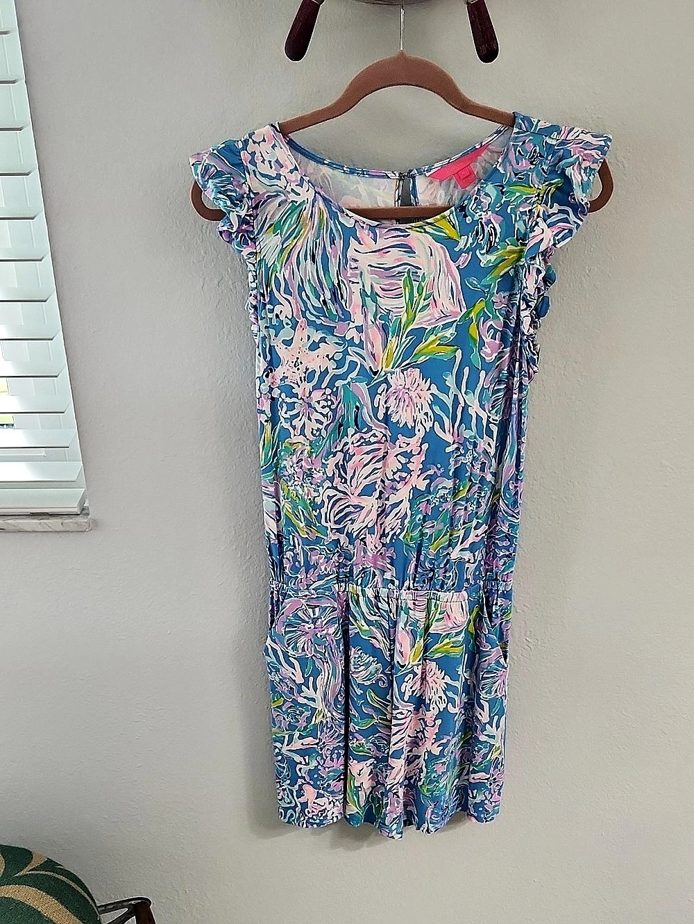 Lilly Pulitzer Floral Romper in Blue & Pink Size Medium
